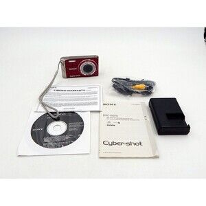 Sony Cyber-Shot DSC-W370 14.1MP Digital Camera Red Bundle Battery Charger
